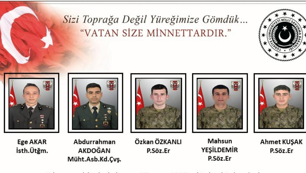 Pençe-Kilit Operasyonu bölgesinden acı haber: Beş şehidin 2'si Malatyalı!